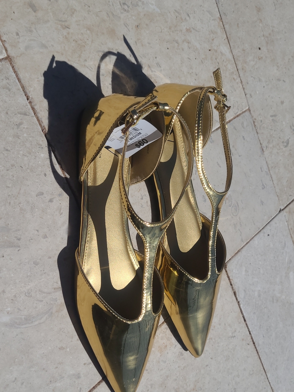 Worthington Metallic Gold Pointed-Toe Slingback Heels